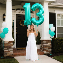 Kelfuoya teal 3 balloon with self-sealing design stays inflated longer.