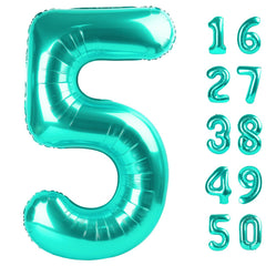 Kelfuoya teal number 5 balloon 40inch — bold birthday centerpiece.