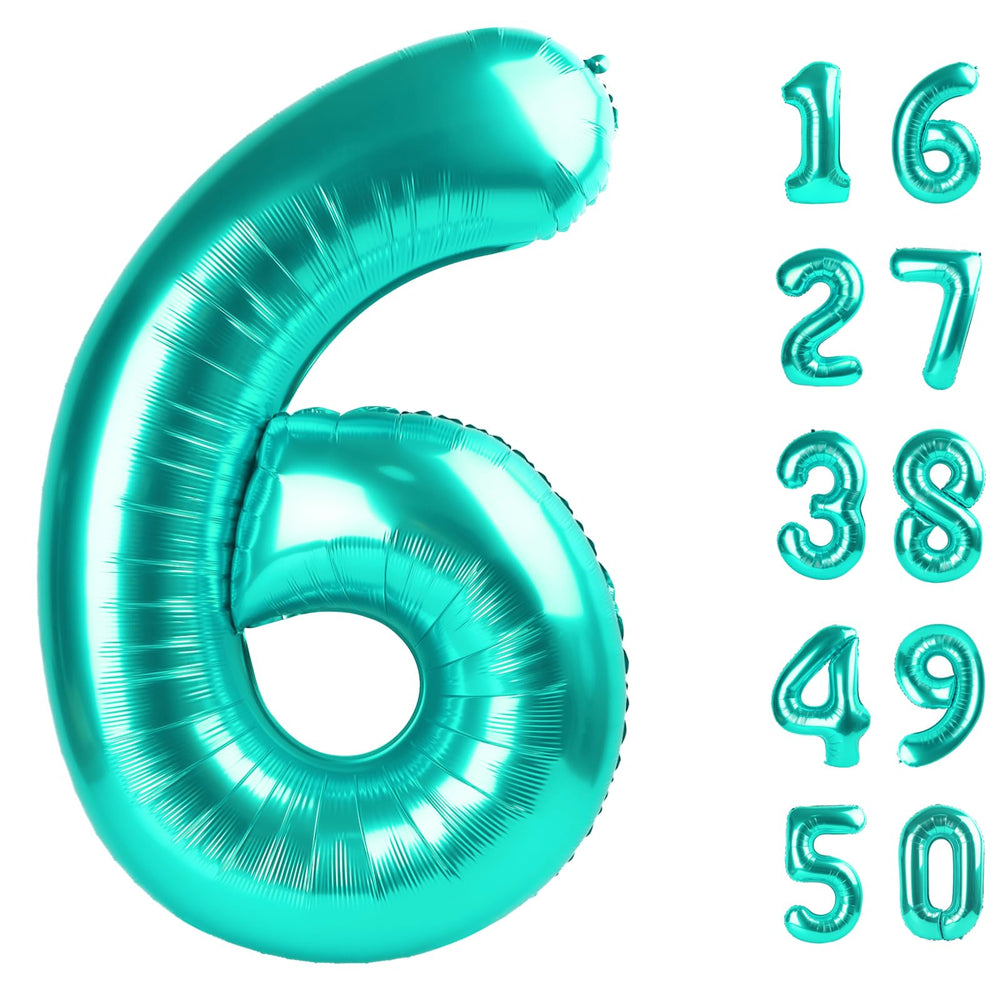 Kelfuoya teal 40inch number 6 balloon ideal as a birthday centerpiece and photo backdrop