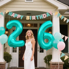 Kelfuoya teal number 6 balloon used as wall or arch decor for celebrations