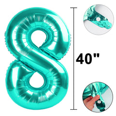Kelfuoya teal 8-number birthday decoration for indoor and outdoor use