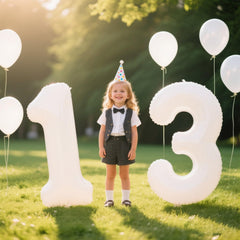 Kelfuoya white number balloon decorates walls for weddings and parties.