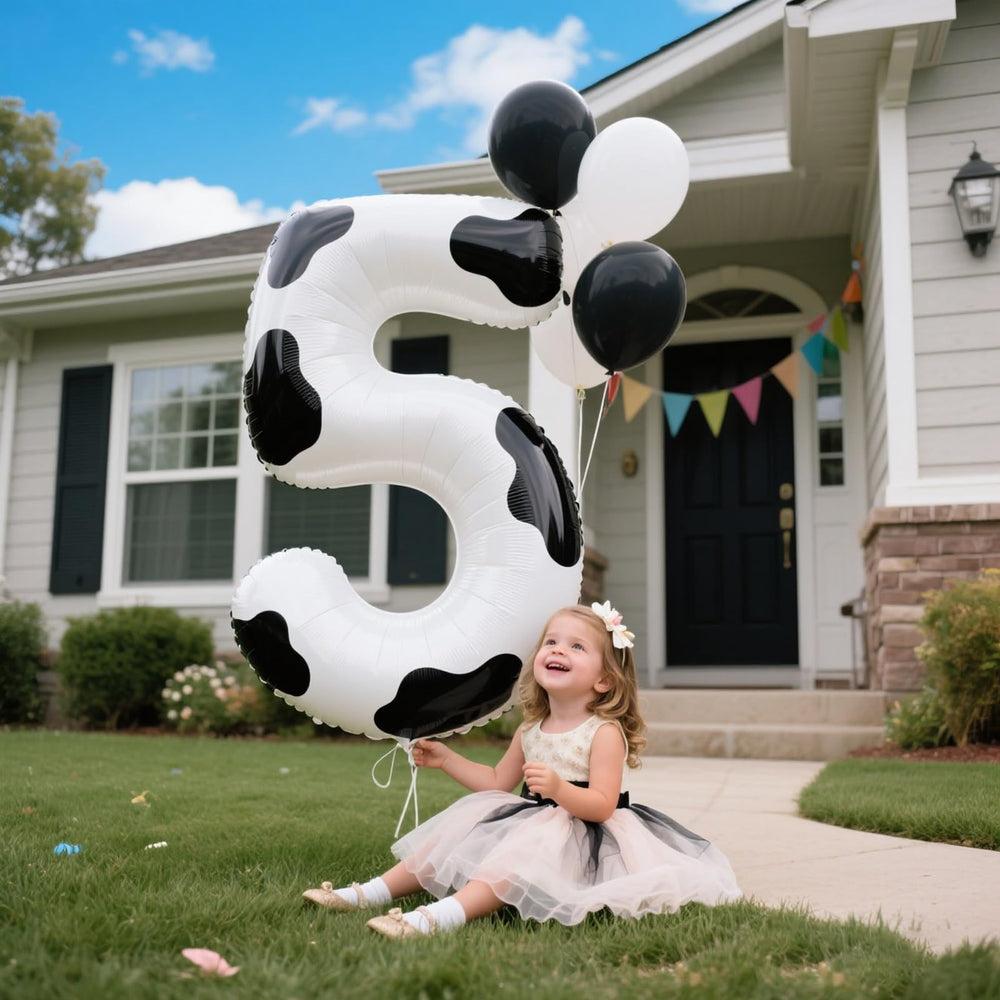Kelfuoya wedding anniversary decor adds stylish flair with cow print.