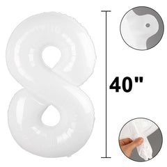 Kelfuoya white number 8 balloon adds elegant wall decor for anniversaries.