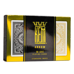 Close-up of KEM Arrow Black and Gold faces for crisp readability.
