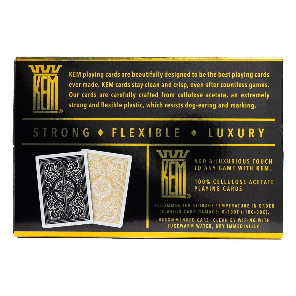 KEM Arrow Black and Gold: standard index, poker size for versatile gameplay.