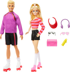 Ken Fashionistas purple-striped top with white roller skates for stylish action.