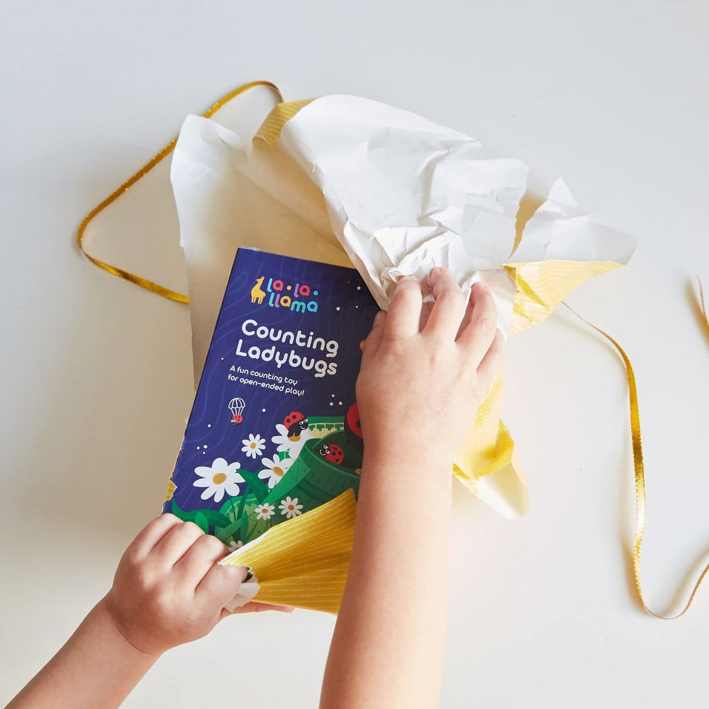 Kenley Counting Ladybugs jar for organized counting and easy storage.