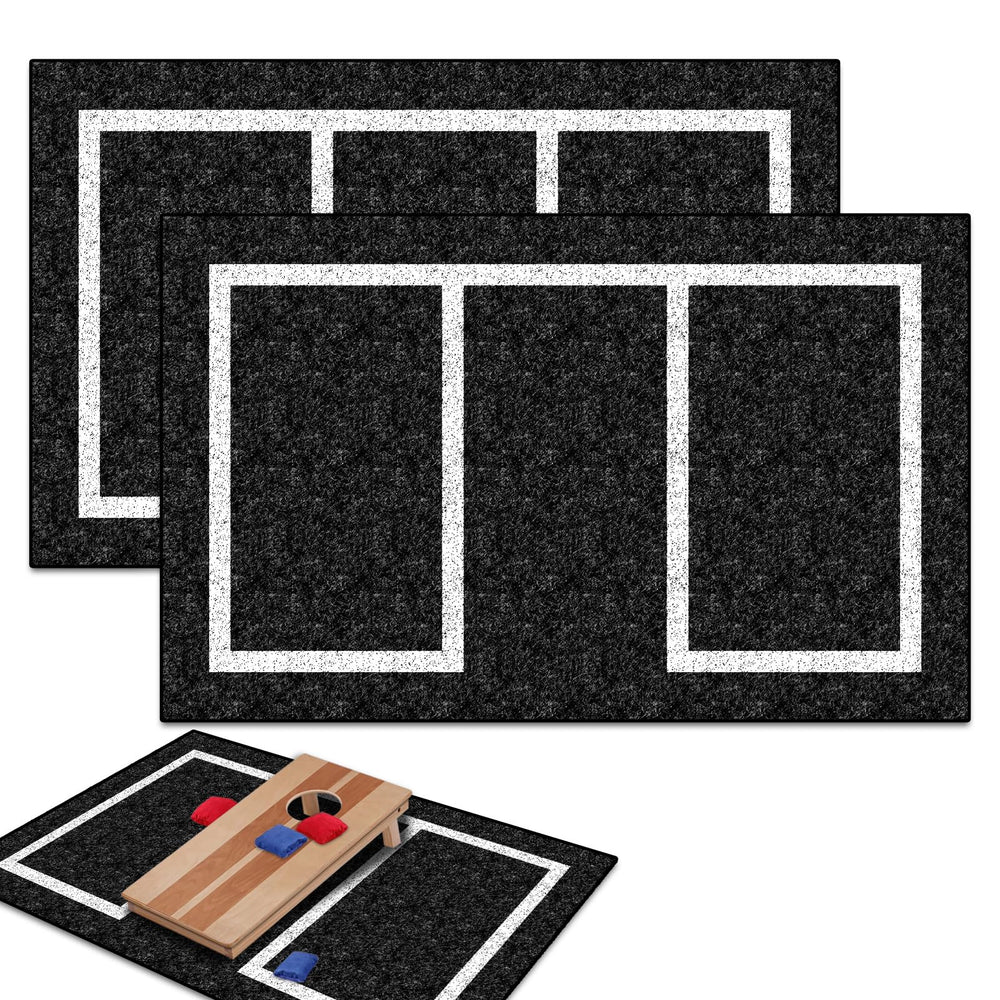 KEOHOLI cornhole mats 5x8 ft laid on grass for a steady game