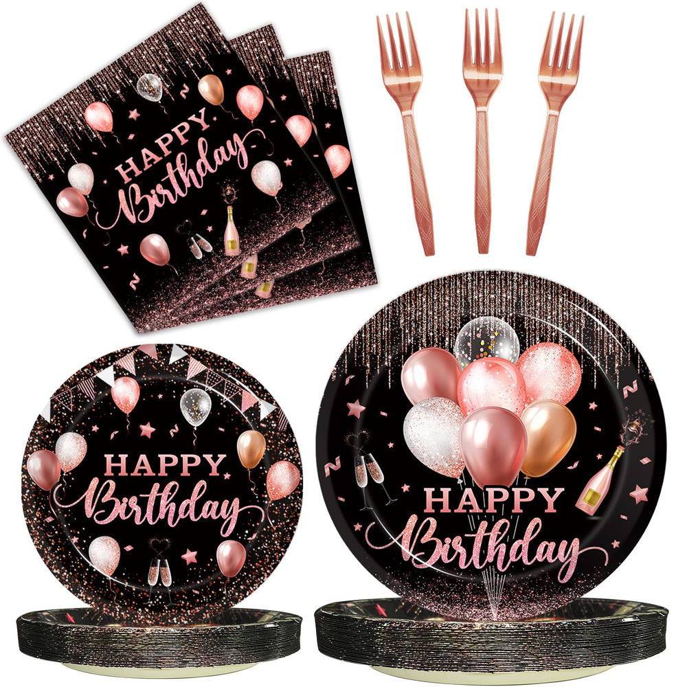 Kepeel rose gold dinner plates for 24, easy cleanup after celebrations