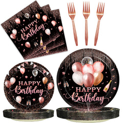 Kepeel rose gold dinner plates for 24, easy cleanup after celebrations