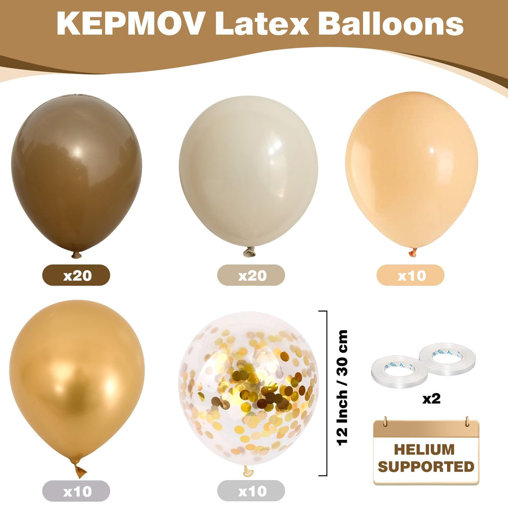 KEPMOV sand-white 12-inch balloons create elegant neutral tones for weddings and baby showers