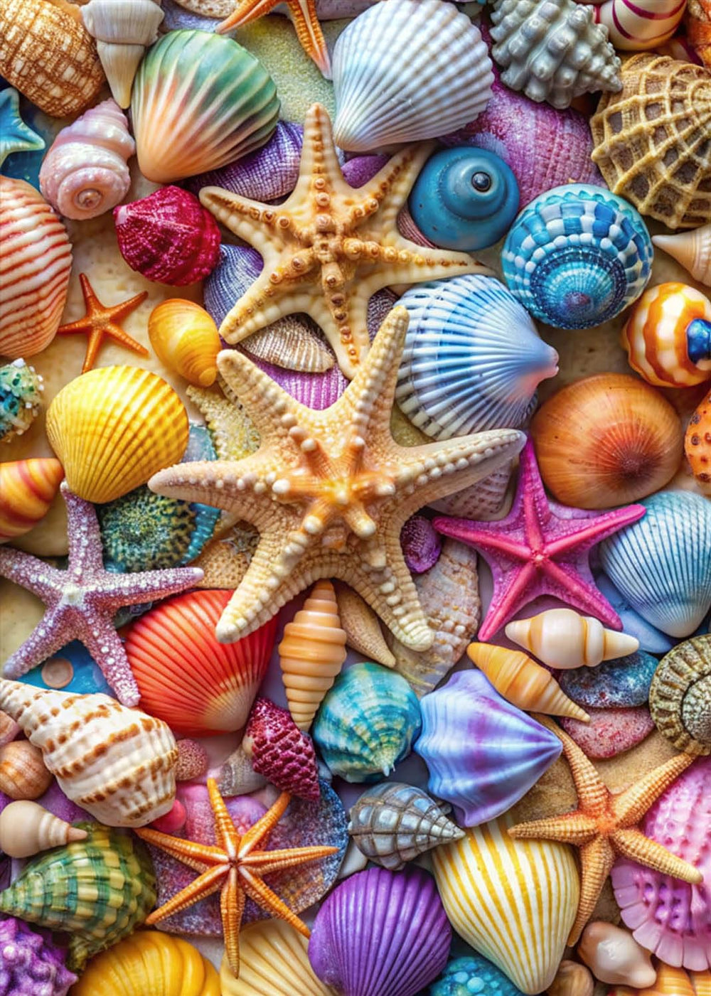 Kepovin seashell starfish puzzle 1000-piece artwork for a vibrant seaside challenge.