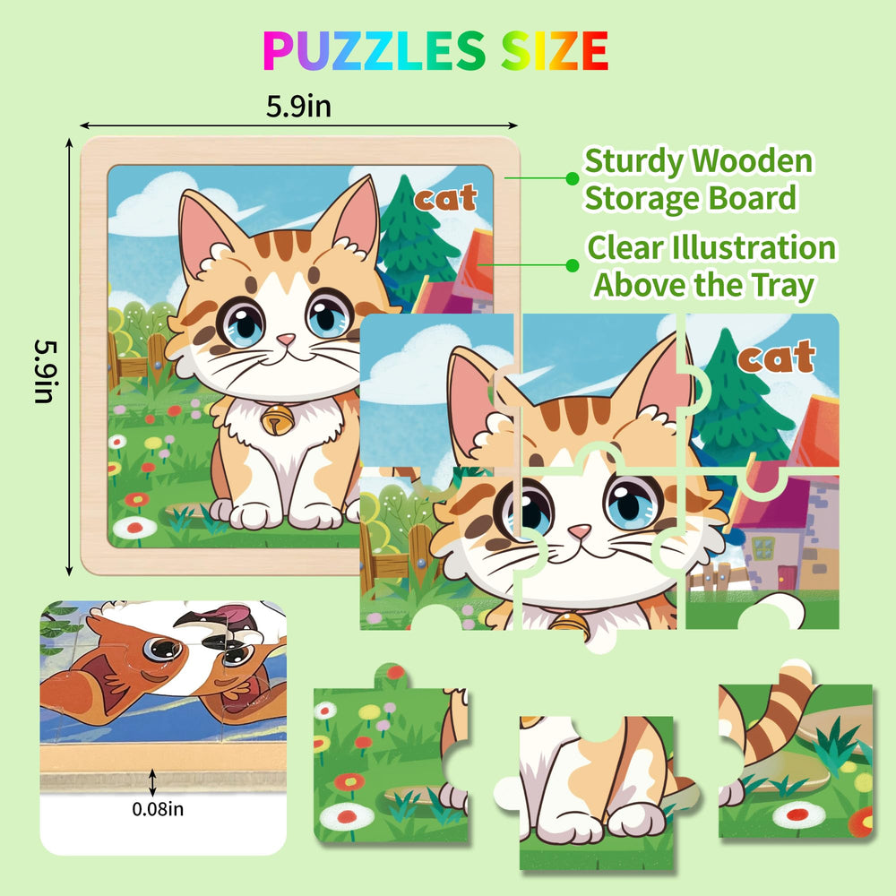 Kepovin wooden puzzle cat image boosts concentration during shape matching.