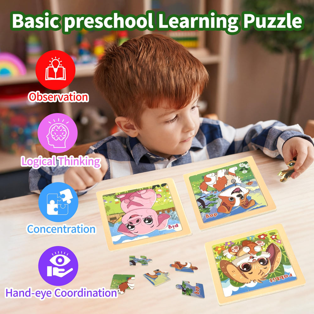 Kepovin wooden puzzle rooster image supports fine motor practice for toddlers.