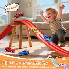 KETIEE Flex Tracks includes two racecars for immediate play and easy setup.