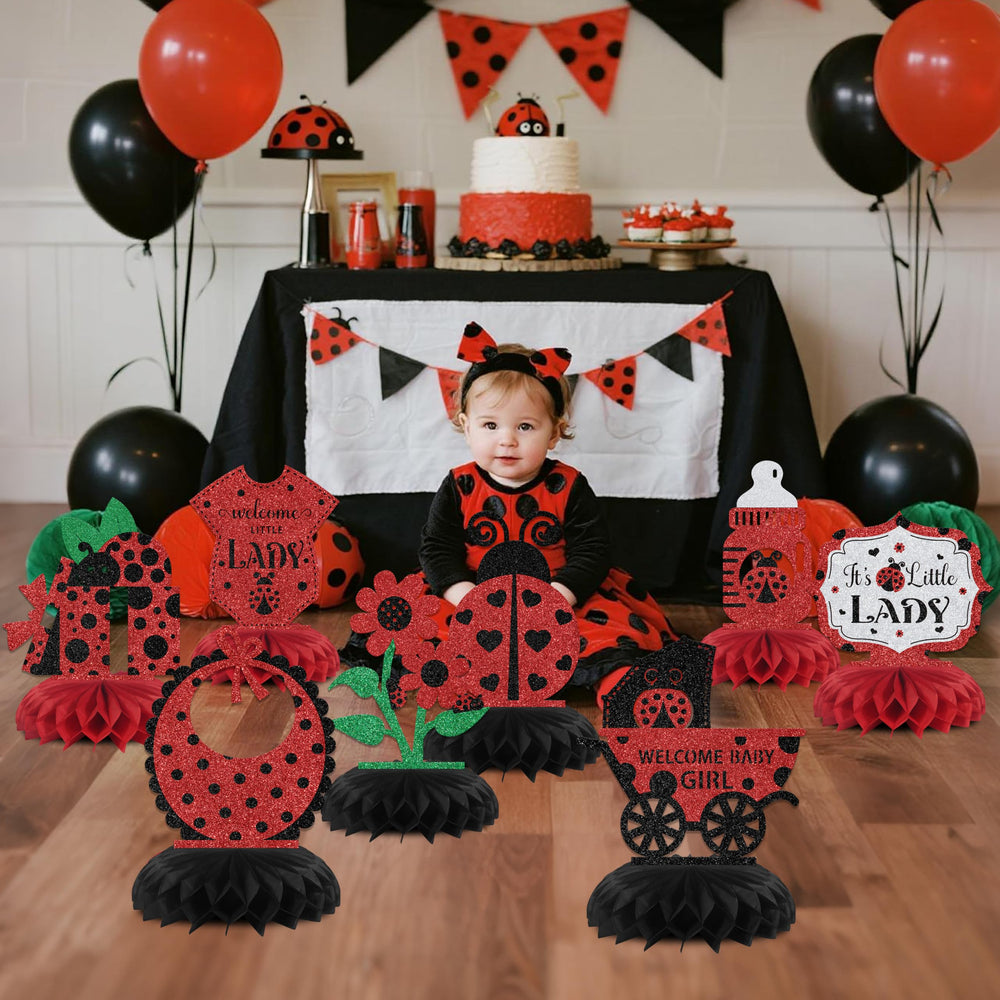 KEWUFD ladybug honeycomb centerpiece enhances dessert table presentation