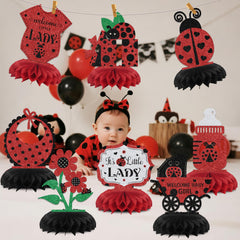 KEWUFD ladybug honeycomb centerpiece stands out in sunlit party spaces