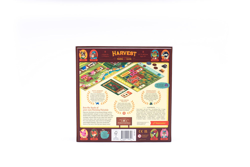 Keymaster Games Harvest fruit tokens add colorful rewards for strategic planning.