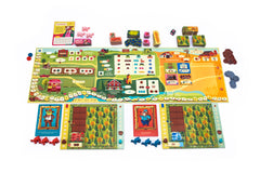 Keymaster Games Harvest game box art showcases warm autumn farming vibes.