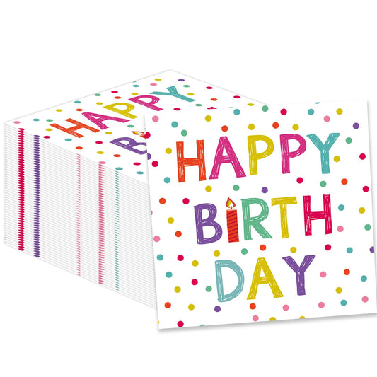 KFJBPB 50-pack birthday napkins with polka dots for festive tables