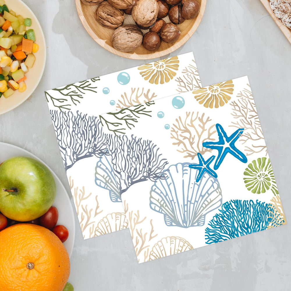 KFJBPB Disposable coastal napkins simplify cleanup after seaside gatherings.