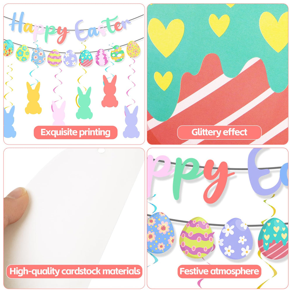 KFJBPB double-sided Easter cutouts with bunnies and eggs, reusable decor
