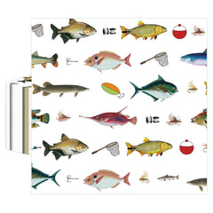 KFJBPB fishing napkins 50pc pack on a party table for easy cleanup.