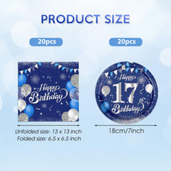 KHAIVI blue-silver 17th birthday decor design enhances photos and ambience