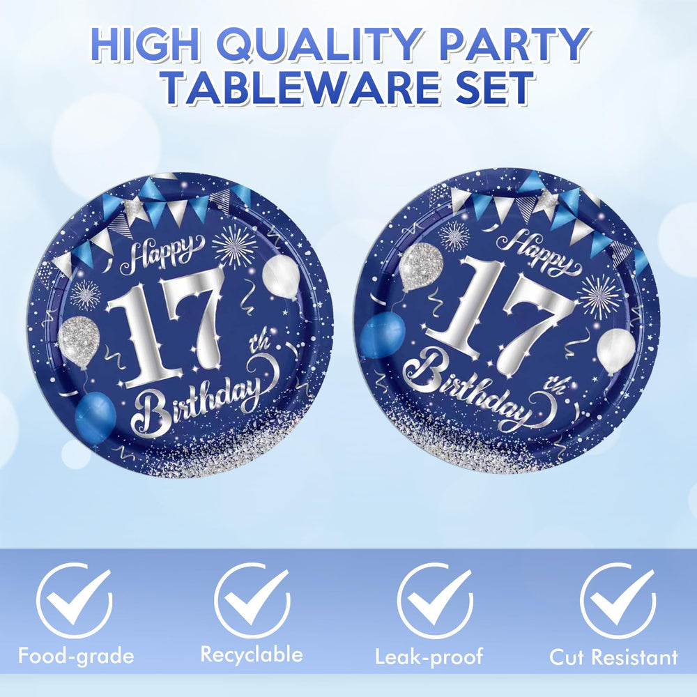 KHAIVI disposable birthday napkins in blue and silver for quick cleanup