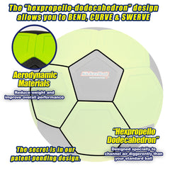 Kickerball aerodynamic design enhances ball handling during fast shots.