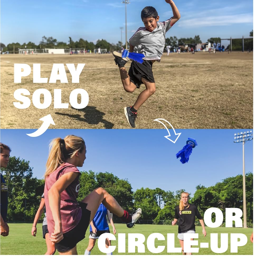 Kickit five-feather wind-resistance design extends air time for continuous play.