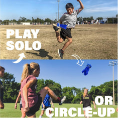 Kickit five-feather wind-resistance design extends air time for continuous play.