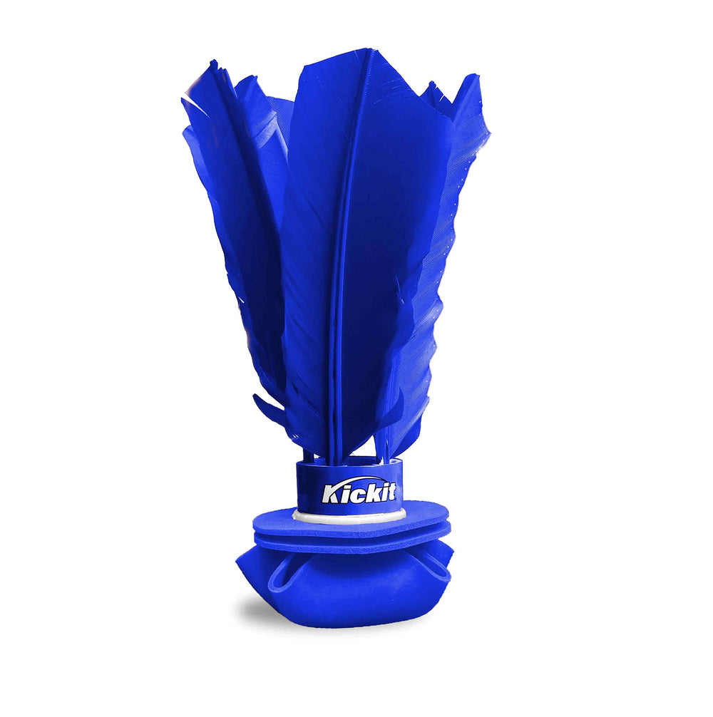 Kickit original birdie soccer trainer in blue packaging promotes versatile indoor and outdoor play.