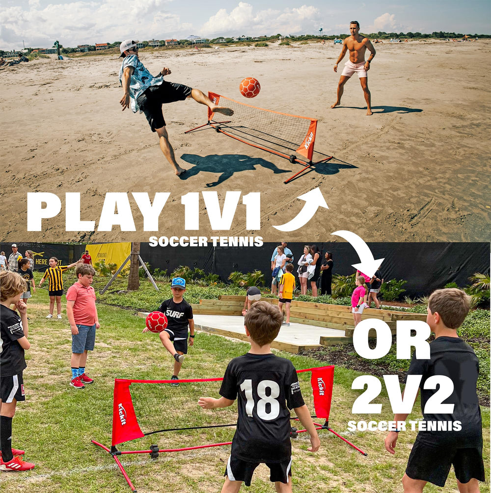 Kickit Soccer Tennis Backyard setup close view of rust-resistant steel poles