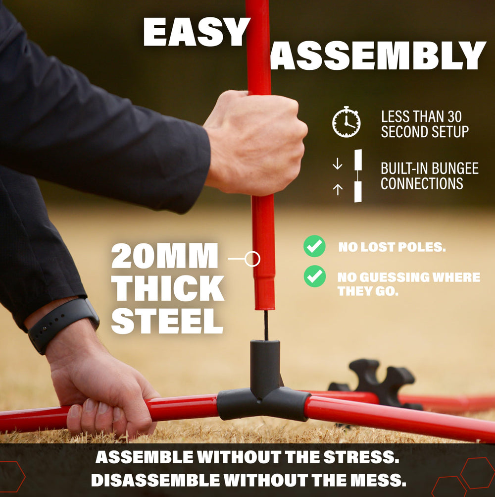 Kickit Soccer Tennis Net poles highlight sturdy construction