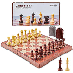 KIDAMI magnetic travel chess set open board for on-the-go play.