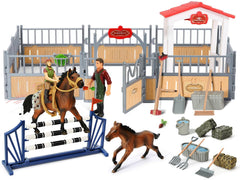 KIDBEST Horse Stable Playset barn-front view for immersive pretend farm adventures.