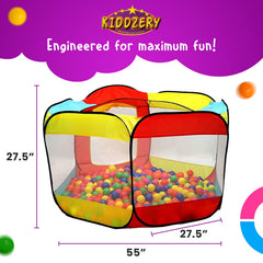 Kiddey ball pit includes 50 non-toxic balls for colorful sensory activity.