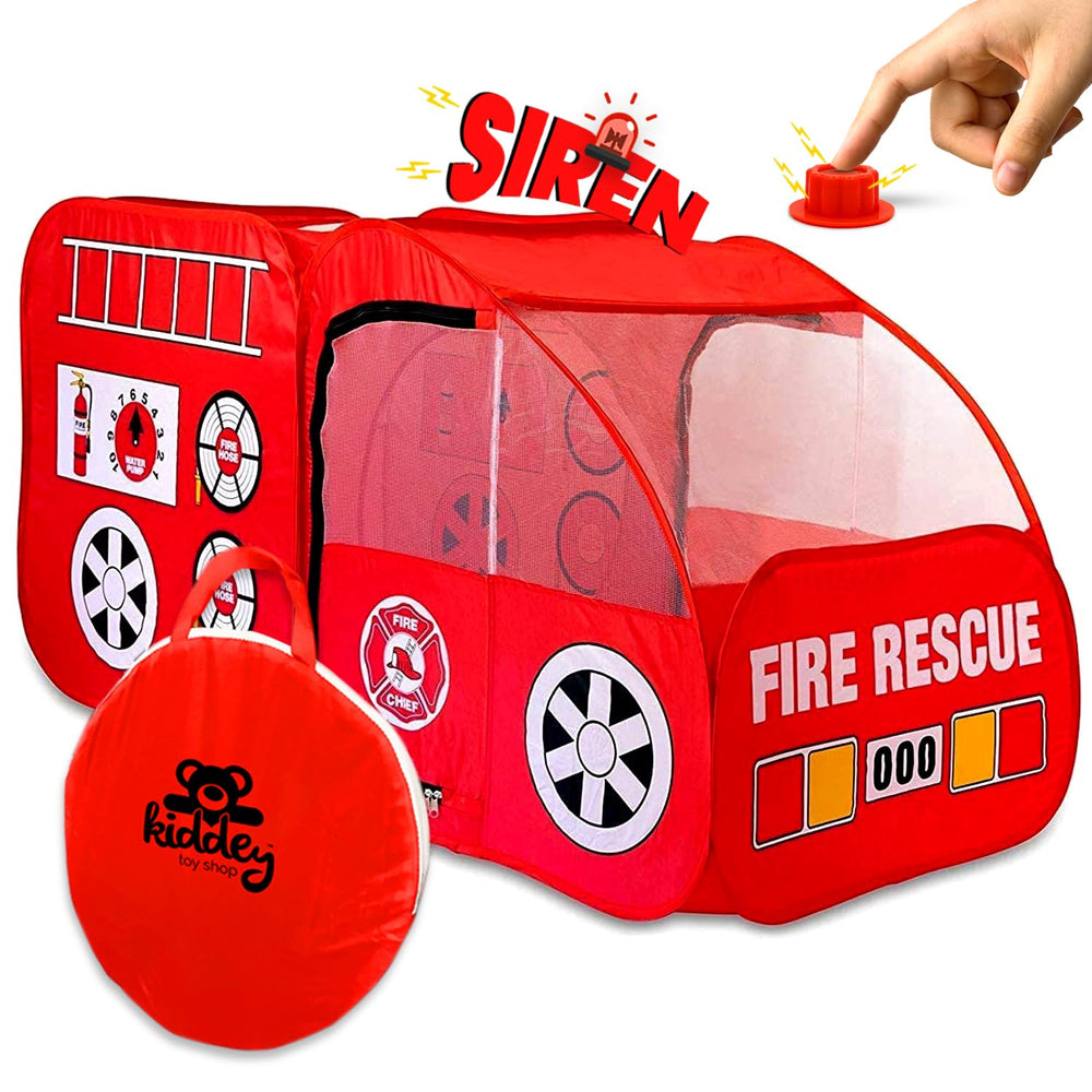 Gift-ready Kiddey fire truck play tent for curious kids