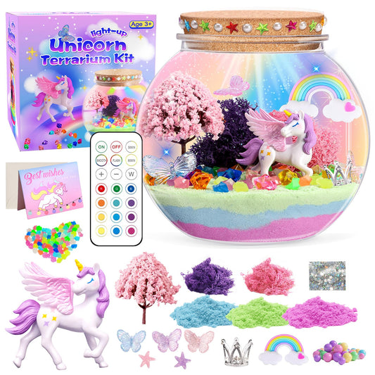 Kiddgroo unicorn light-up terrarium kit for imaginative play and magical nights.