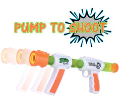 Kiddie Play pump-action mechanism detail, easy reload and rapid shots