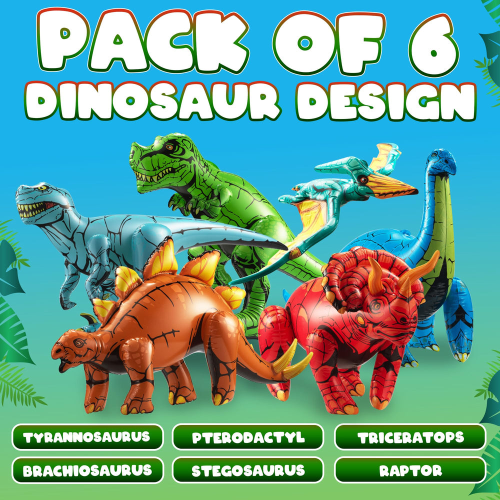 KiddieLoot Brachiosaurus inflatable dino for outdoor parties and pool time.