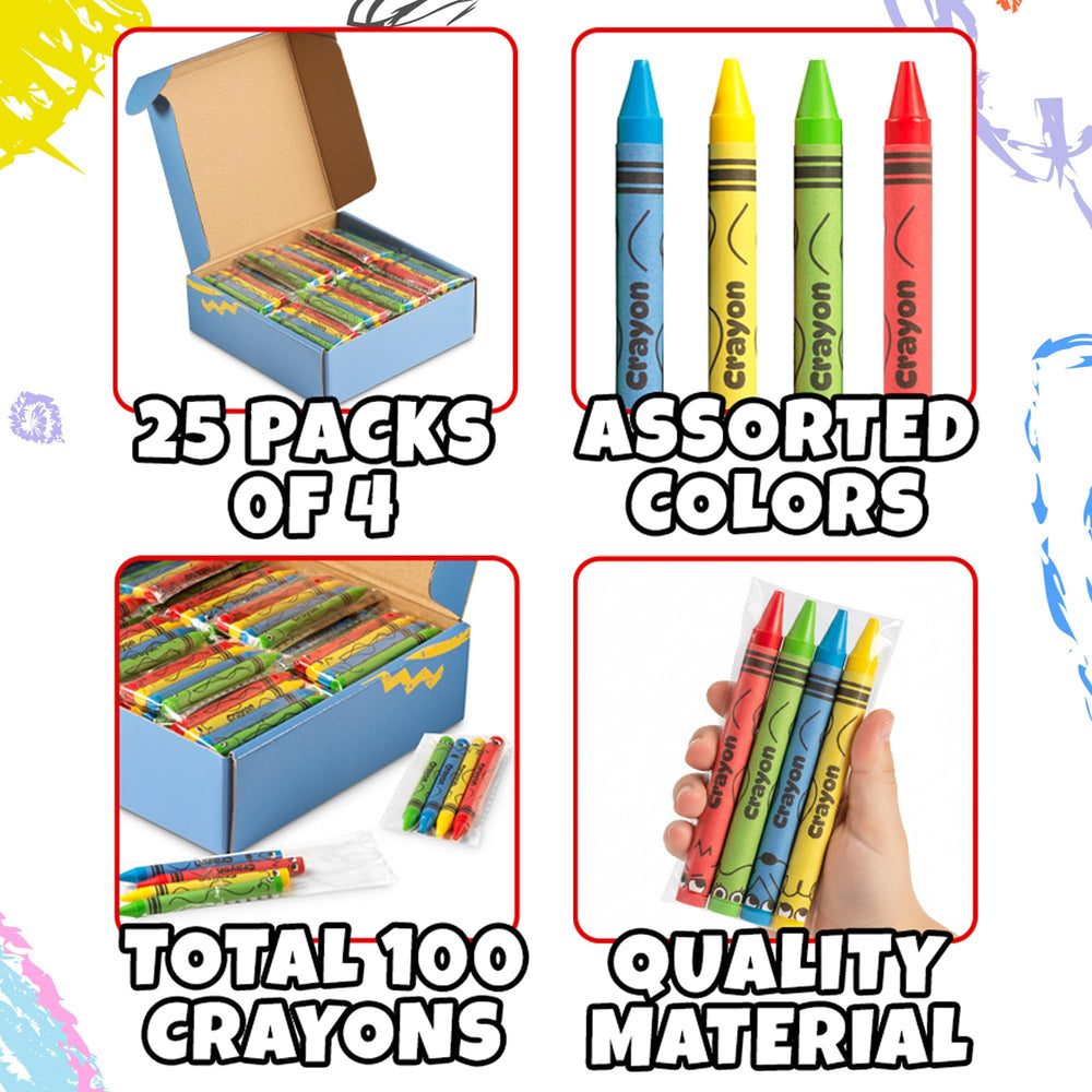 KiddieLoot prewrapped 4pack crayons ready for quick distribution