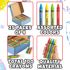 KiddieLoot prewrapped 4pack crayons ready for quick distribution
