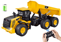 KIDDITOY Mighty RC dump truck with dump-bed showing sturdy build for outdoor play