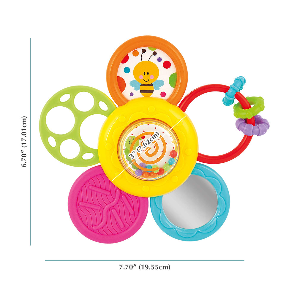 KiddoLab Teether suctions to smooth surfaces for hands-free play.