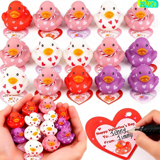 Kiddokids Valentine card with duck set for classroom exchanges and party favors.