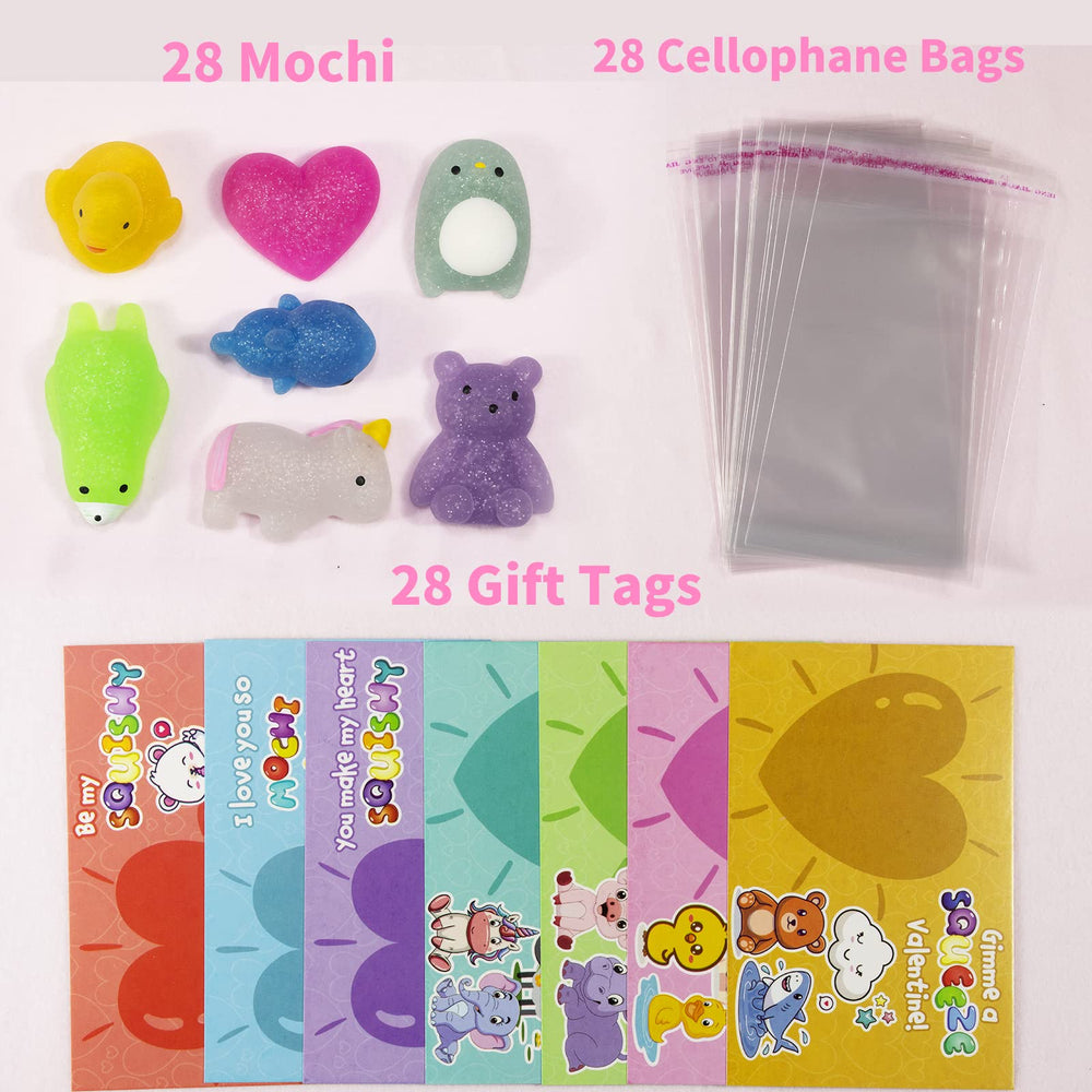KIDDOKIDS Valentine shapes with mochi squishy for party favors.
