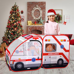 Kiddzery ambulance pop-up tent - interior view, roomy enough for two kids
